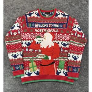 Blizzard Bay Sweater Mens Medium Red Welcome To The North Swole Santa Ugly Xmas